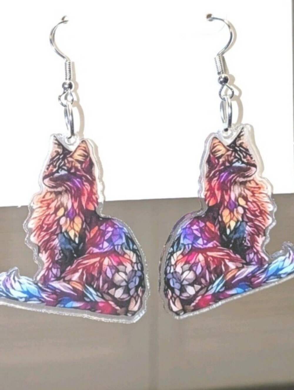Colorful Big Cat Dangle Earrings For Adults And Kids